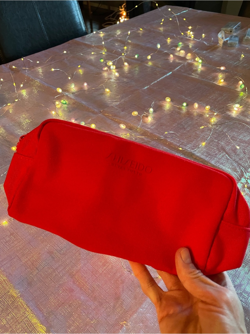 Classic Shiseido Red Fabric Make Up Cosmetic Bag